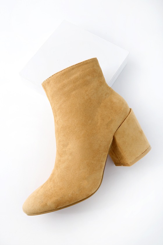 nude suede ankle boots