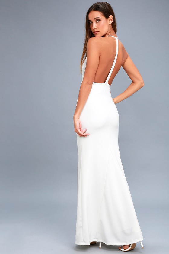 Sexy White Lace Maxi Dress - Plunging Lace Maxi Dress - Lulus