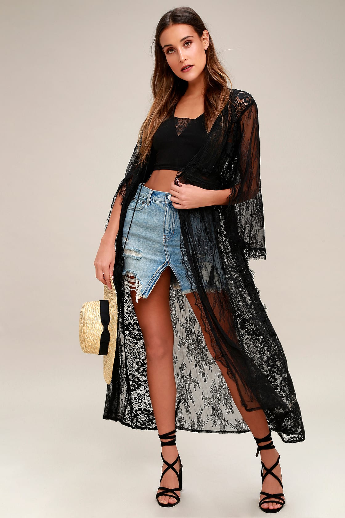 Free People Chelsea Robe - Black Lace Robe - Sexy Lace Robe - Lulus