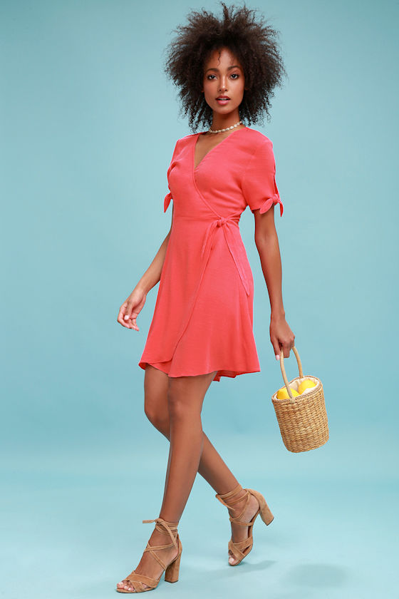 My Philosophy Coral Pink Wrap Dress 2