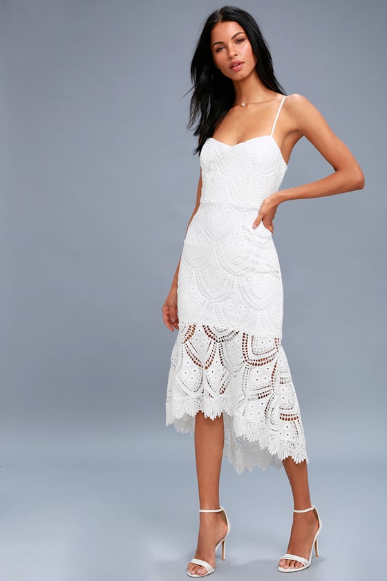 Pure Passion White Lace  Bodycon Midi Dress 2