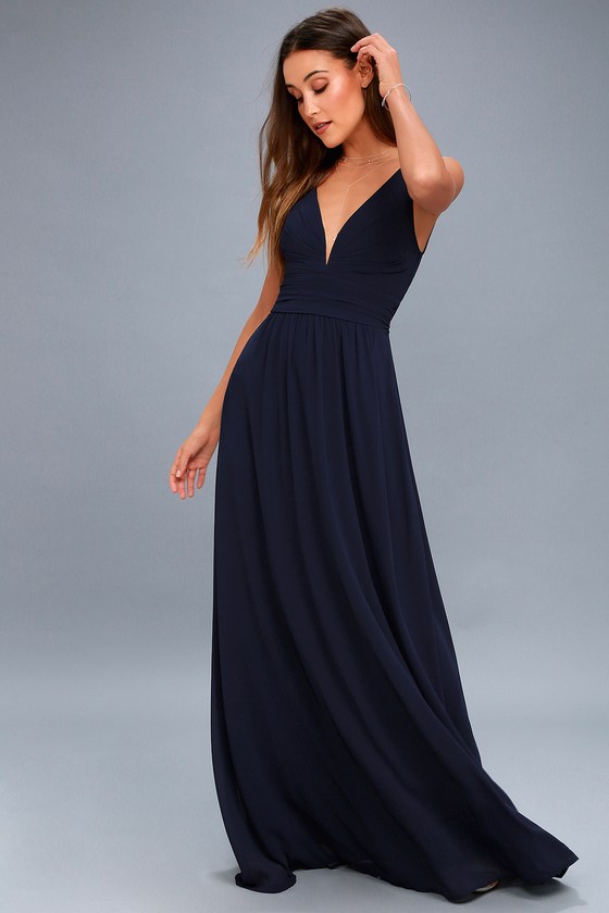 leading role navy blue maxi dress