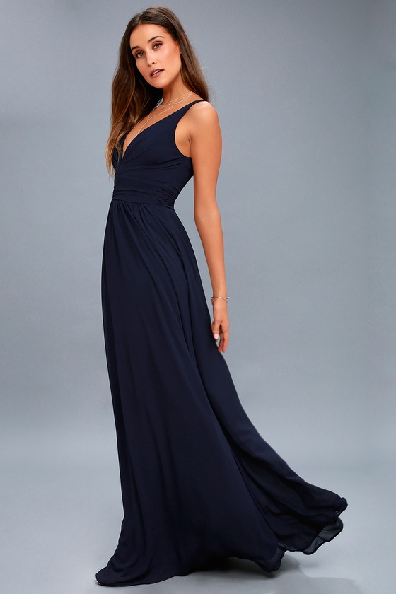 leading role navy blue maxi dress