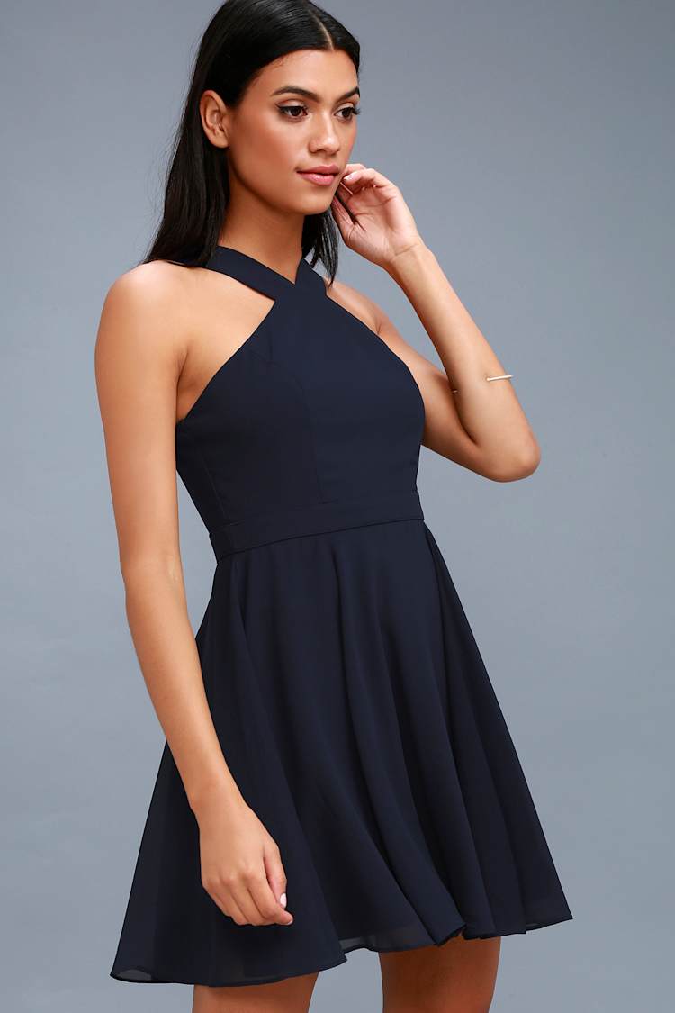 Forevermore Navy Blue Skater Dress Forevermore Navy Blue Skater Dress