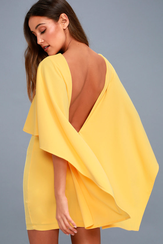 Yellow Dress Backless Dress Cape Dress Lulus