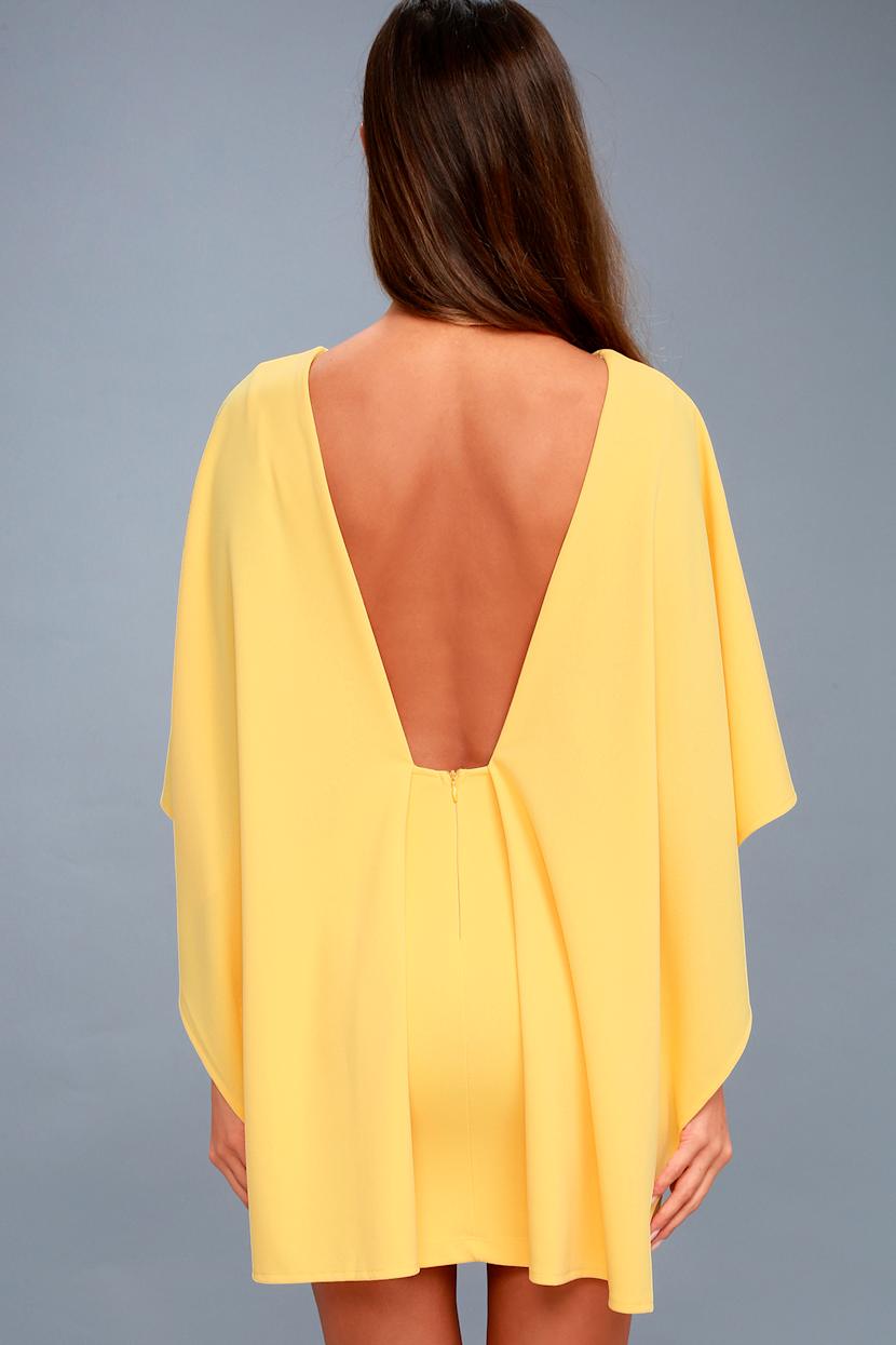princess polly baby blue dress Yellow Dress - Backless Dress - Cape Dress