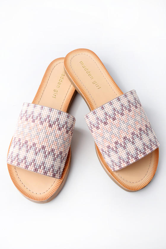 Luluu Nude Multi Beaded Slide Sandals 3