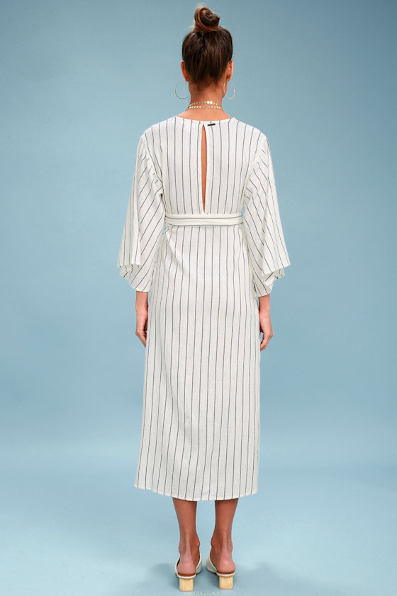 Billabong Robe Life Striped Midi Dress Wrap Midi Dress Lulus