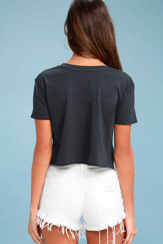 Billabong Warm Waves Navy Blue Cropped Tee Graphic Tee