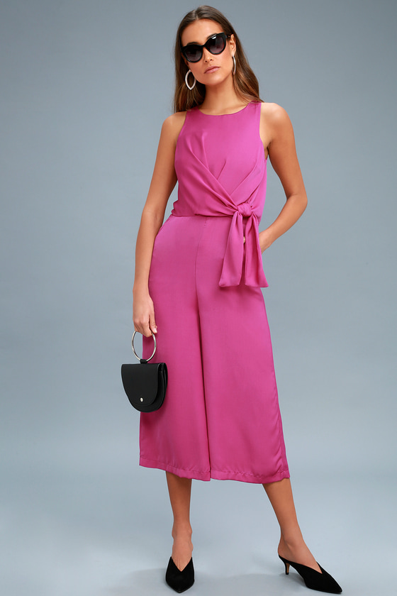 Chic Magenta Jumpsuit - Midi Jumpsuit - Sleeveless Jumpsuit - Lulus