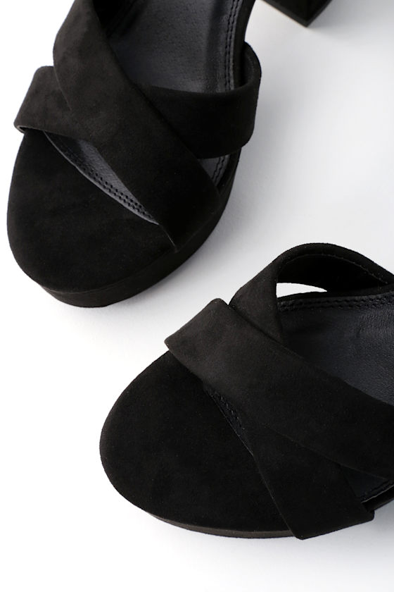 Cute Black Ankle Strap Heels - Platform Heels - Black Heels - Image 3
