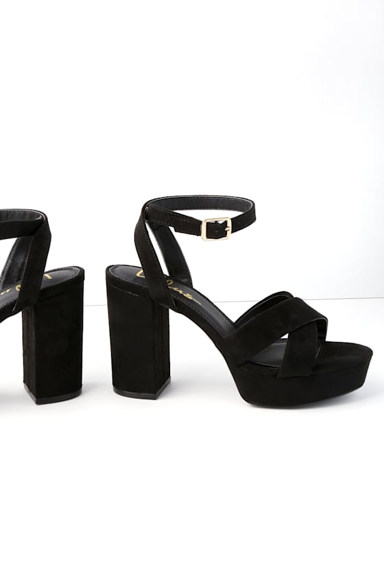 Cute Black Ankle Strap Heels - Platform Heels - Black Heels - Image 4