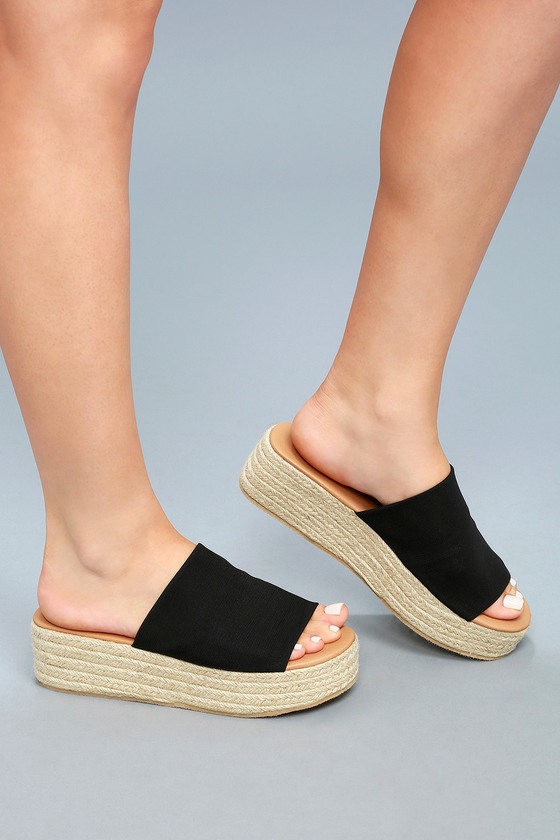 espadrille slides black