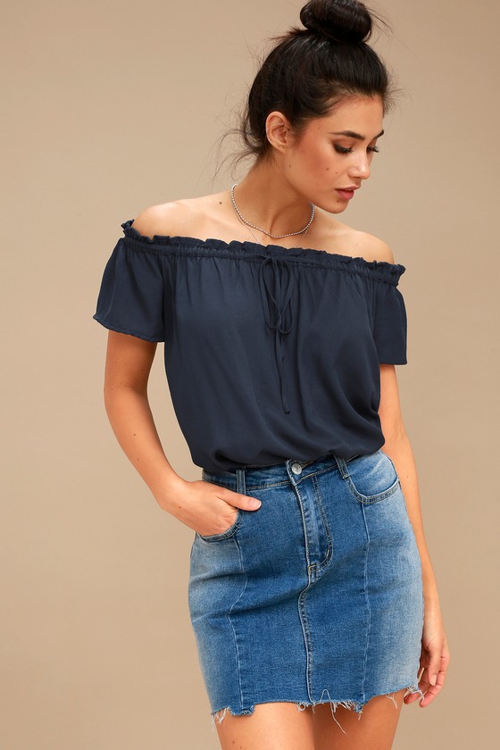 Dark blue hotsell off shoulder top