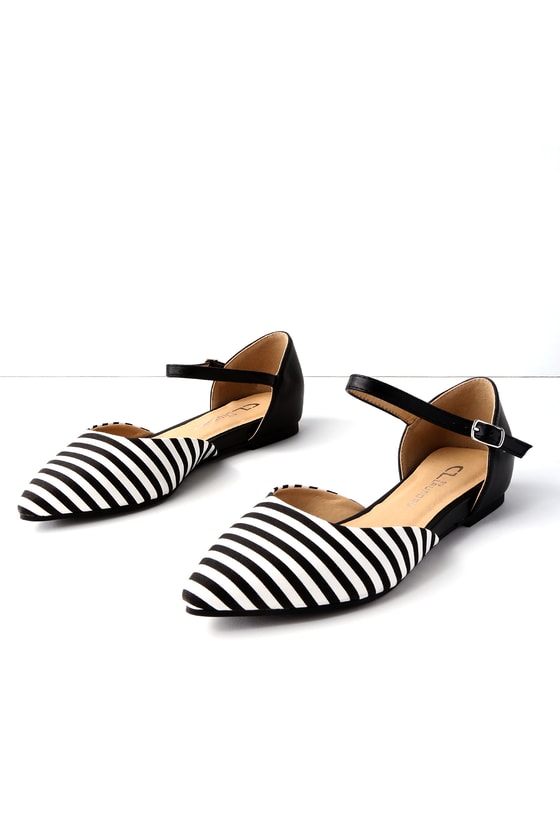 black and white striped flats