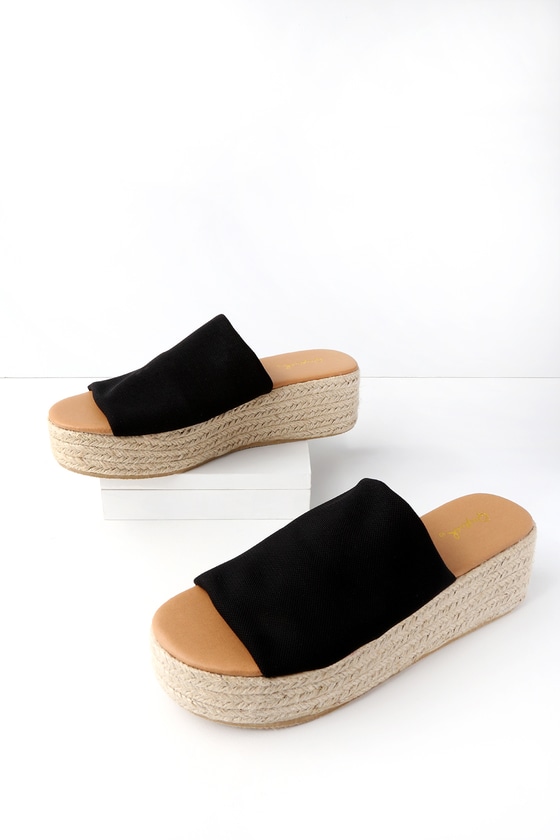 espadrille slides black