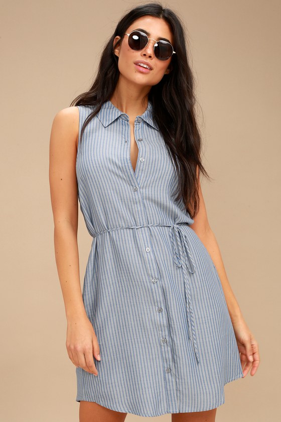 Sleeveless Shirt Dress With Collar ...