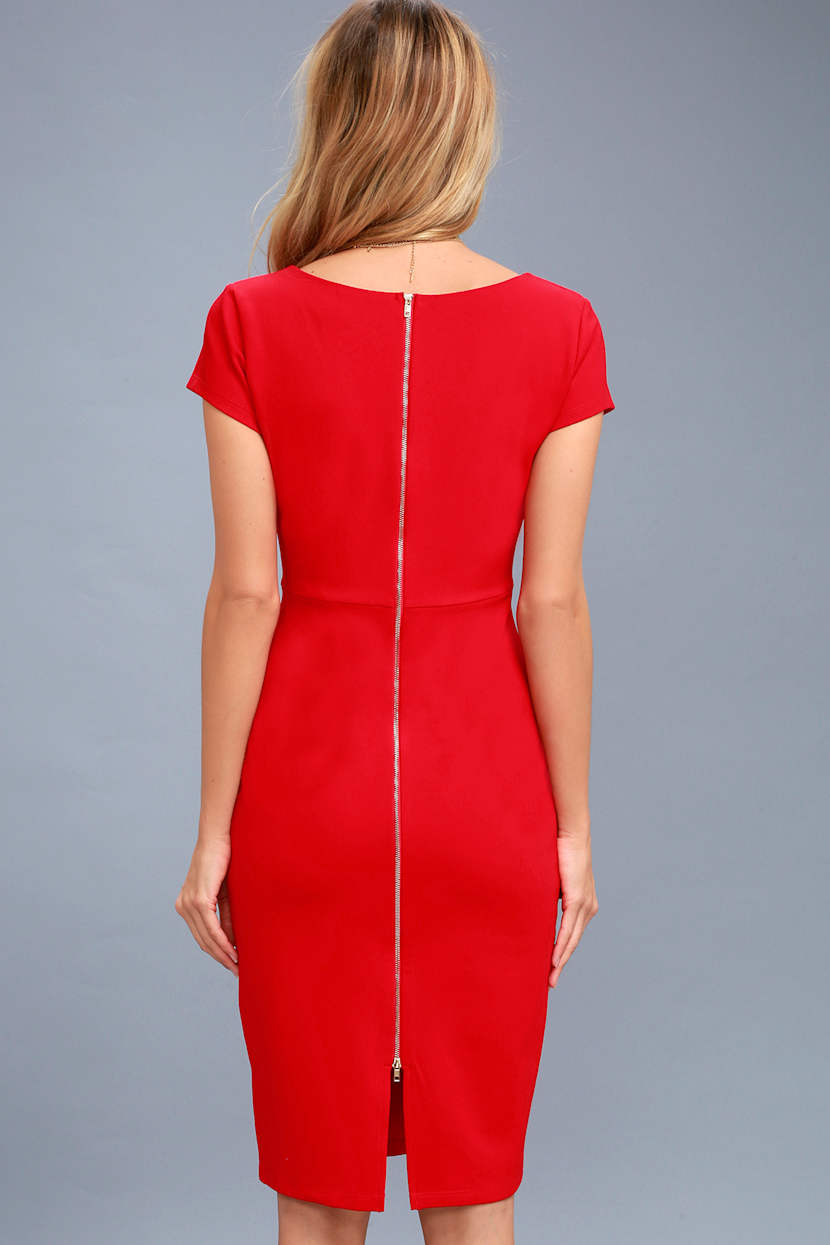 strapless open back dress Red Off Shoulder Ruffle Bodycon Midi Dress
