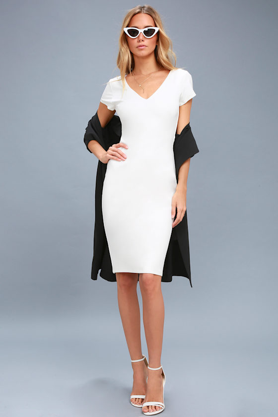 Business of Love White Bodycon Midi Dress 1