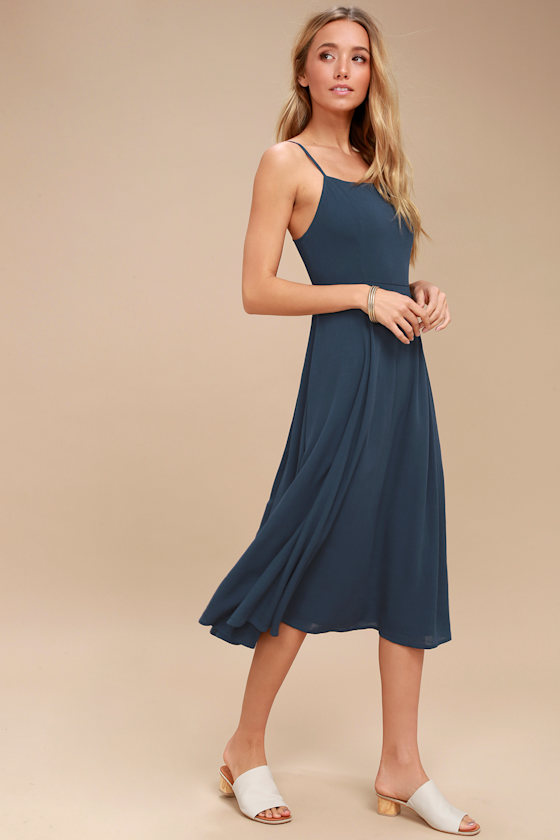 Going Coastal Navy Blue Midi Dress 2