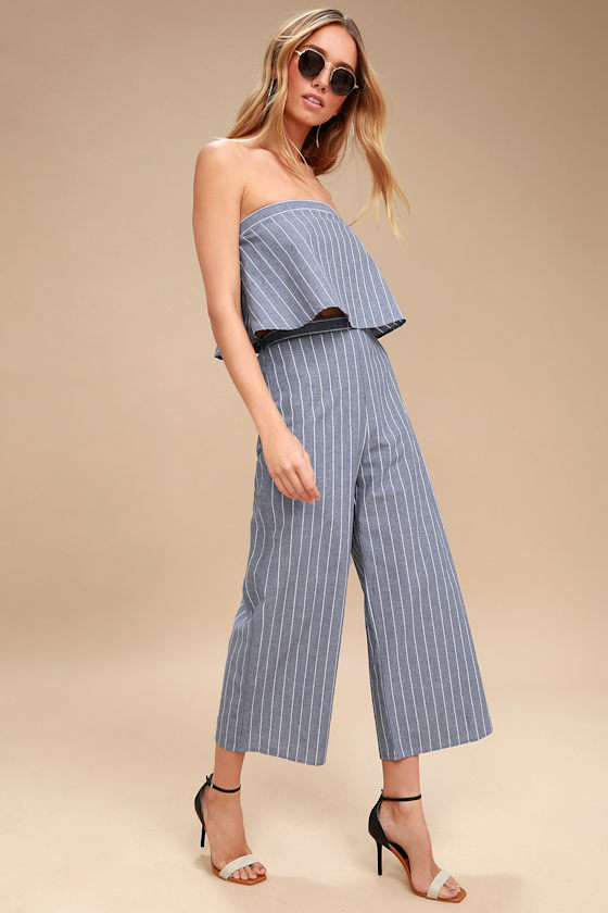 Eustatia Blue and White Striped Culottes 4