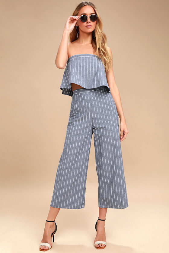 Eustatia Blue and White Striped Culottes 2