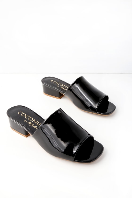 Coconuts Plantain - Black Patent Mules - Vegan Mules - Lulus