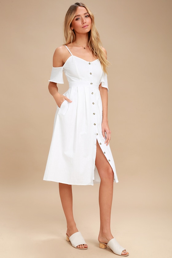 I've Got Love White Off-the-Shoulder Midi Dress 3