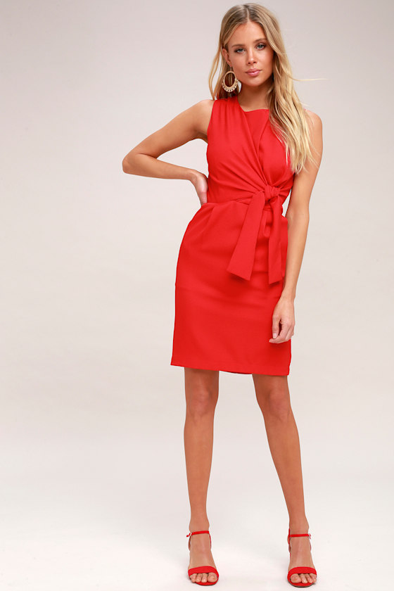 Zealous Love Red Tie-Front Midi Dress 1