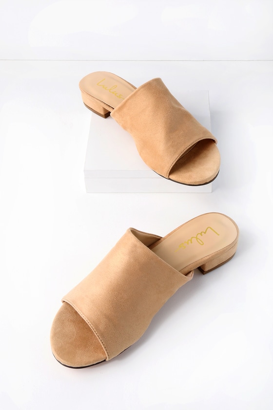 suede nude mules
