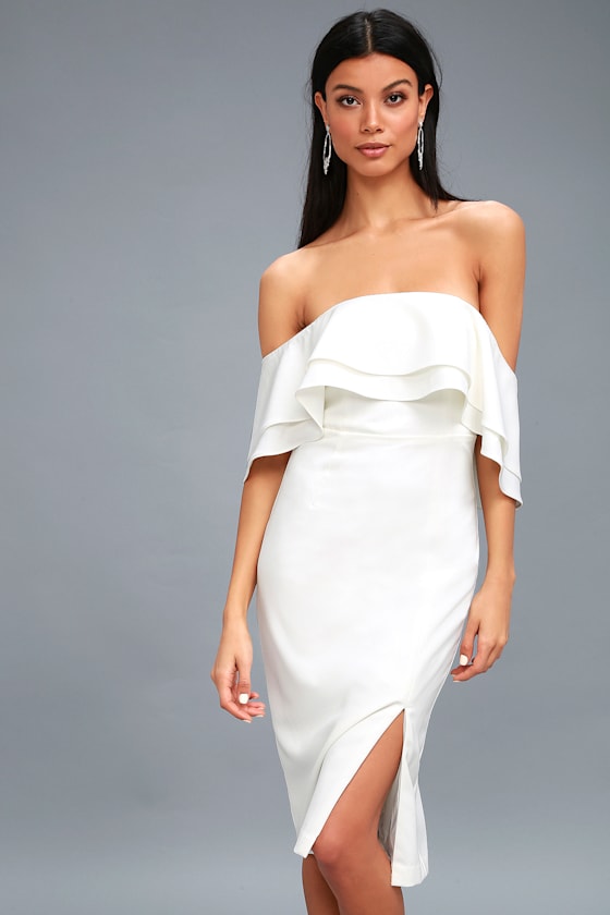 Band White Off-the-Shoulder Midi Dress 2