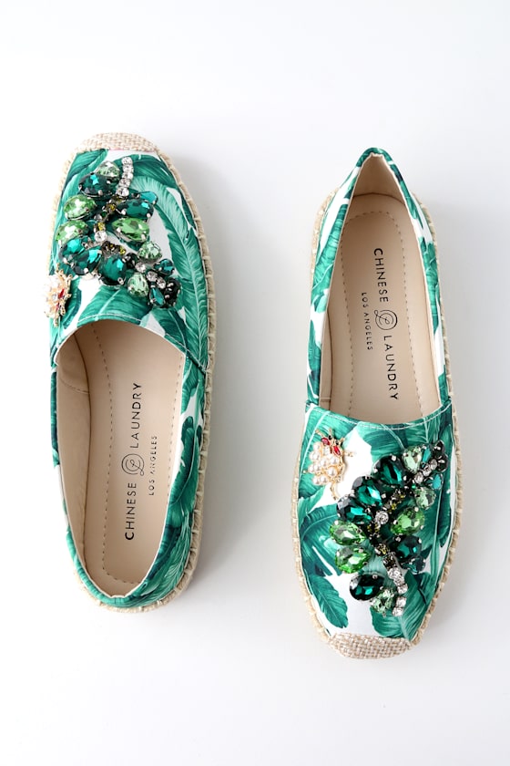Hayden Green Tropical Print Slip-On Espadrille Sneakers 2
