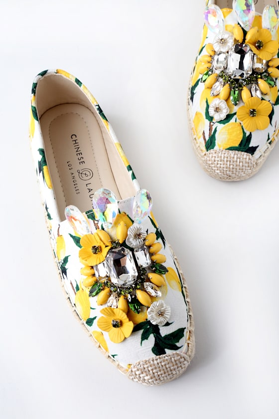 Hayden Yellow Lemon Print Slip-On Espadrille Sneakers 3