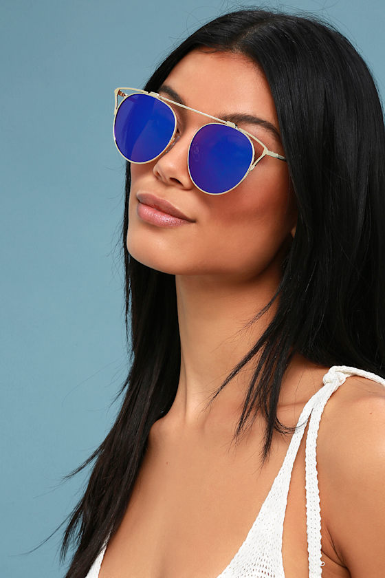 Mariette Gold and Blue Mirrored Sunglasses 1