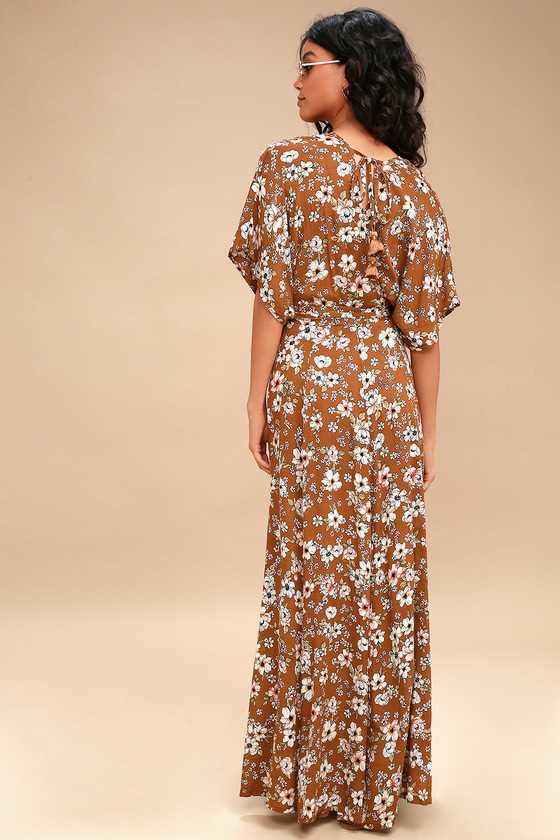 Faithfull the Brand Bergamo Brown Floral Print Wrap Maxi