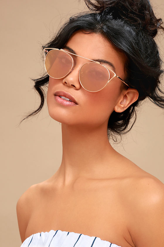 Mariette Rose Gold and Pink Mirrored Sunglasses 4