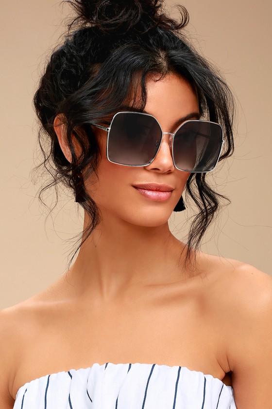 Retro Sunglasses Square Sunglasses Silver Sunglasses Lulus