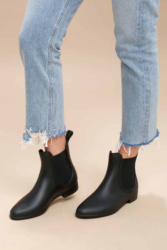 Black Rain Boots - Chelsea Booties - Lulus