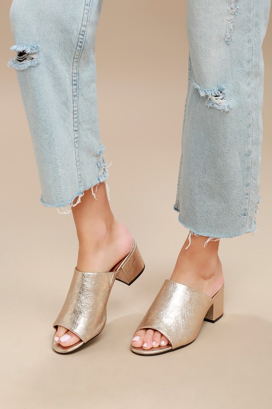 wide fit gold mules