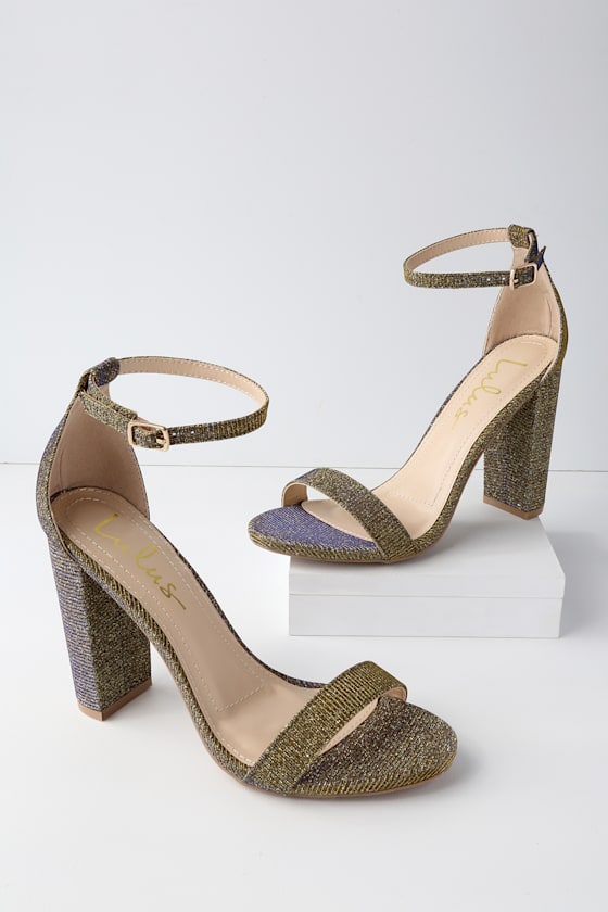 metallic ankle strap heels