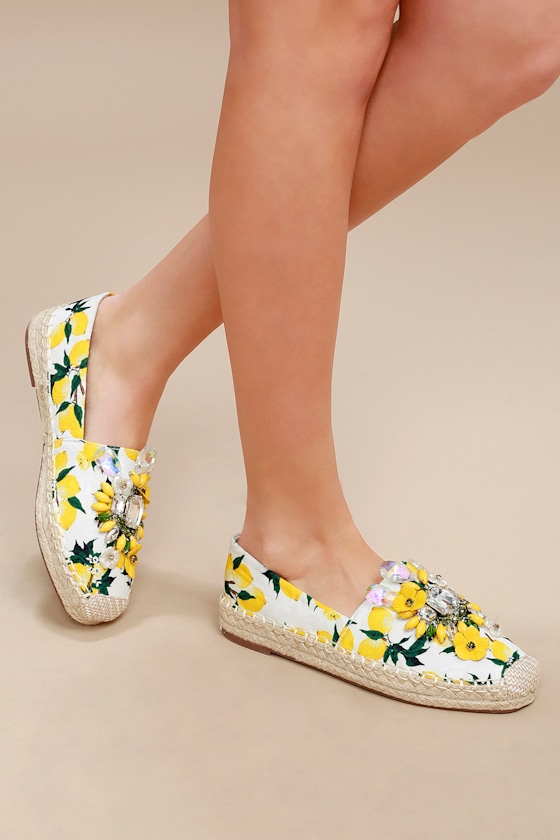 Hayden Yellow Lemon Print Slip-On Espadrille Sneakers 2