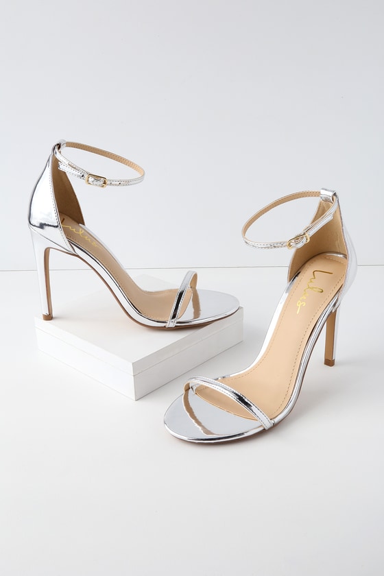 Sexy Heels Vegan Leather Heels Silver Heels Lulus