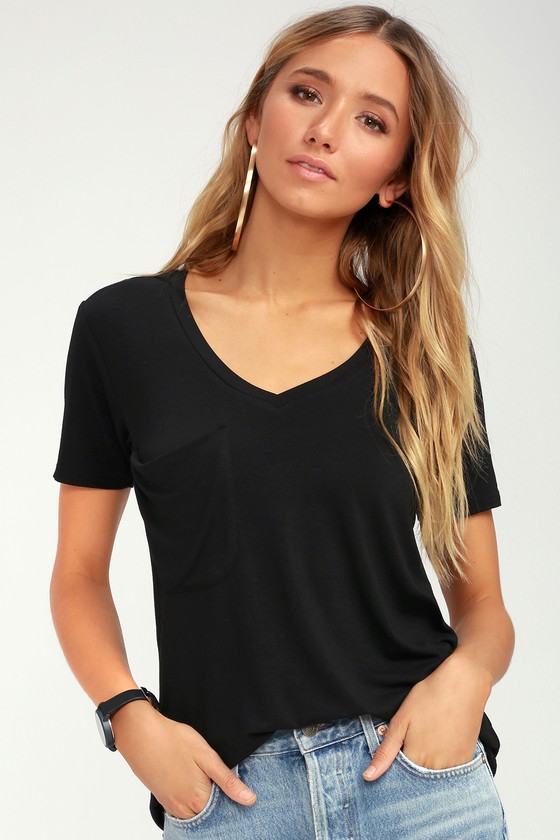 Cute Black Tee - V-Neck Tee - T-Shirt - Basic Tee - Lulus