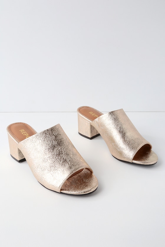 wide fit gold mules
