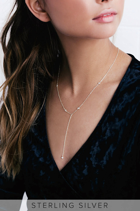 Lovely Gold Rhinestone Necklace Drop Necklace Lulus