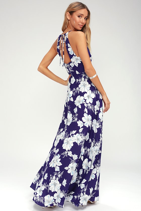Valley Isle Royal Blue Floral Print Maxi Dress 2