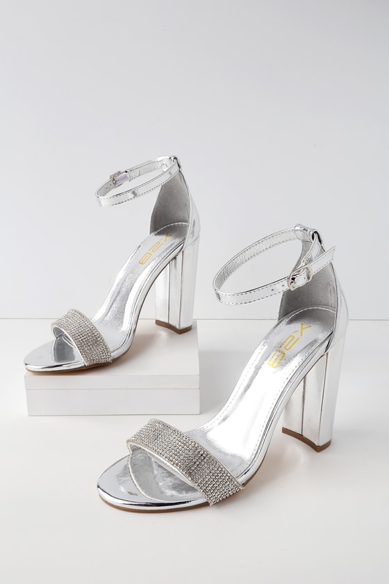 Stunning Silver Heels - Rhinestone Heels - Ankle Strap Heels - Lulus
