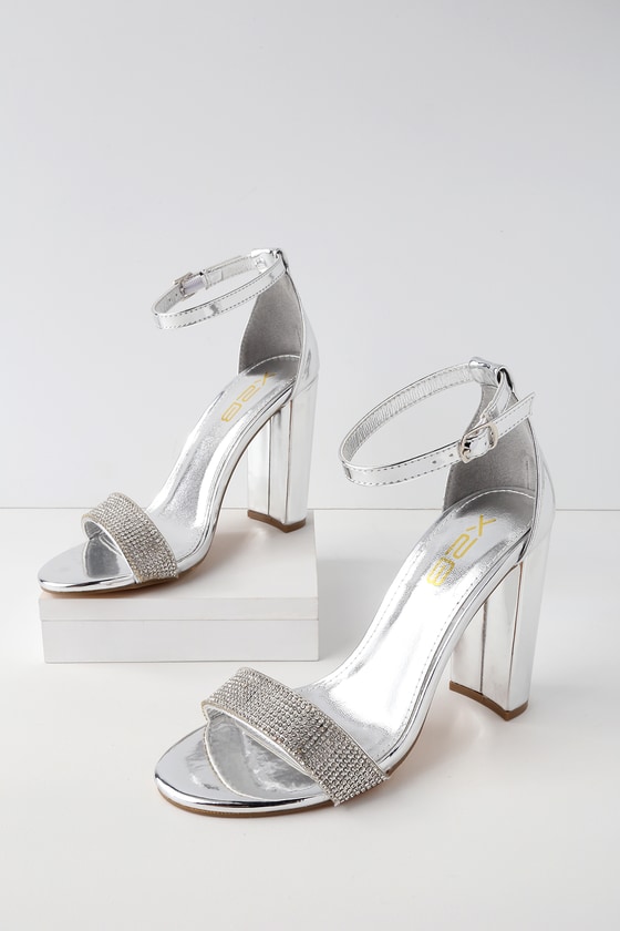 silver bedazzled heels