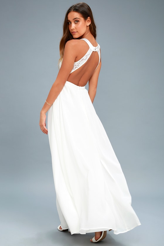 Lovely White Lace Maxi Dress - White Lace Gown - Formal Maxi - Lulus