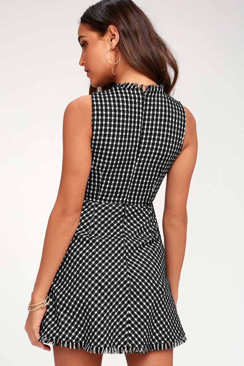 Chic Black and White Checkered Dress - Boucle A-Line Dress - Lulus